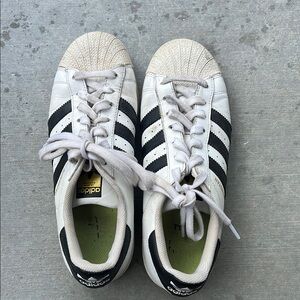 Adidas Classic White with Black Stripes Sneakers